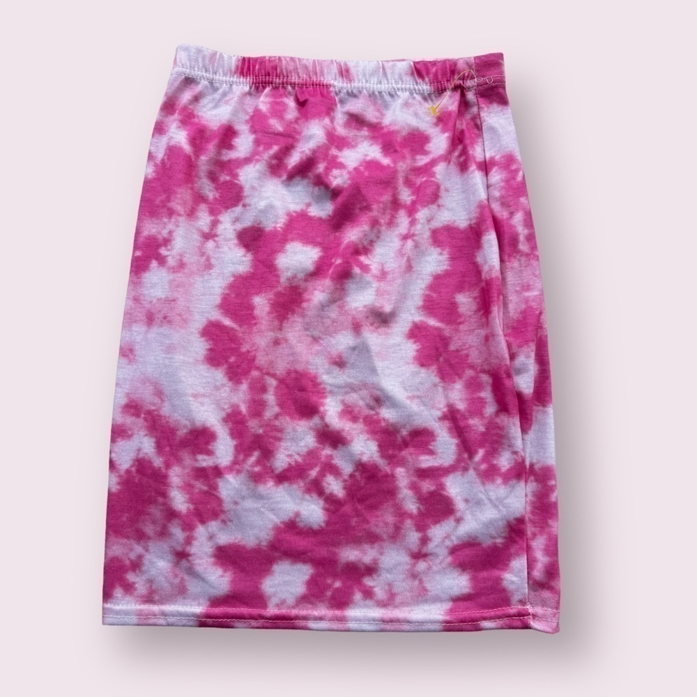 PrettyLittleThing Pink Tie Dye Mini Skirt Bodycon Y2K Festival Size 2